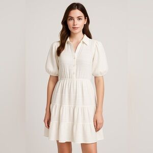 Kenzie White Textured Ruffled Tiered Flowy Dress NWOT